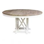 Oriental Eettafel Rond  Met Kruis 84029 Creme Teak